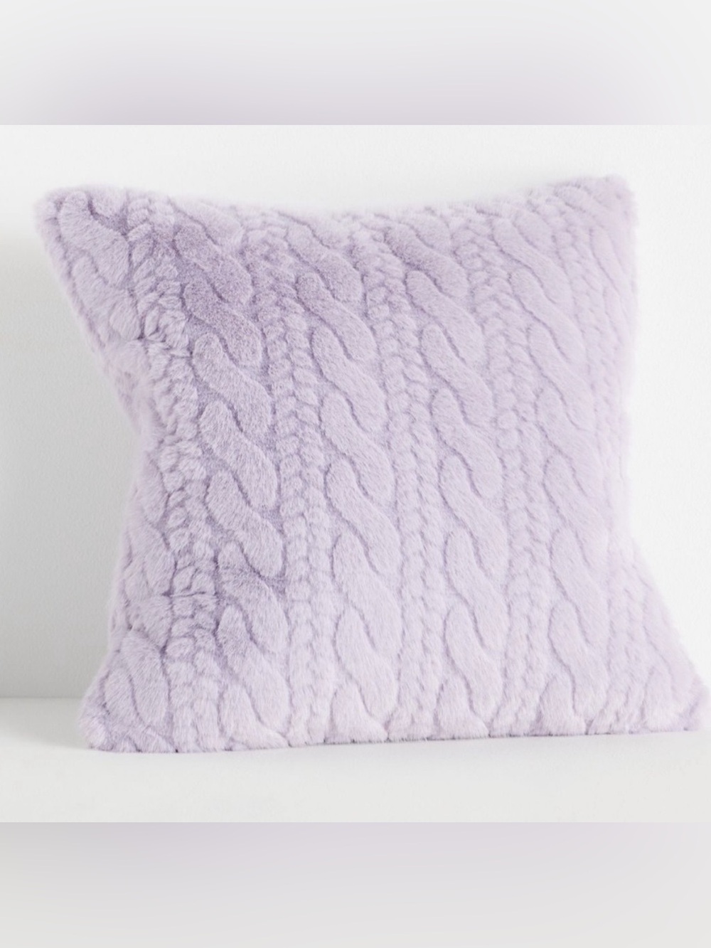 Anthropologie Faux Fur Lavender Cable Cozy Accent Pillows 18x18